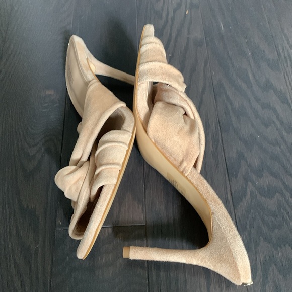 Guess Suede (Leather Upper) Tan Backless Heels - Picture 5 of 6